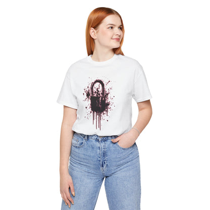 Locked Up Graphic Tee — Dark Splatter Lock Design