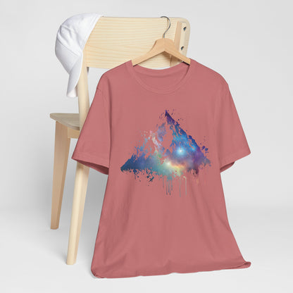 Space Mountain Watercolor Tee — Colorful Drip Peak Graphic T-Shirt