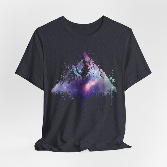 Space Mountain Watercolor Tee — Colorful Drip Peak Graphic T-Shirt