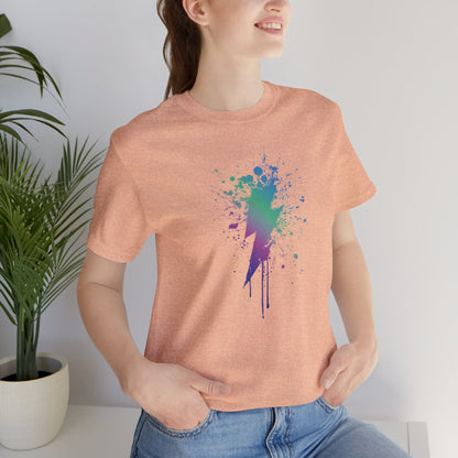 Lightning Bolt Paint-Splash T-Shirt — Colorful Graffiti Graphic Tee