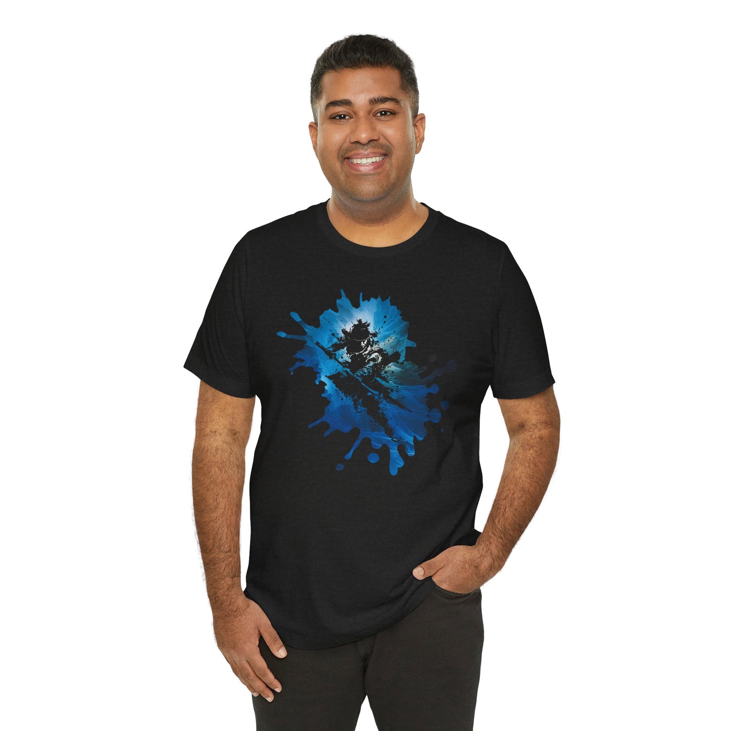Watercolor Skateboarder T-Shirt — Blue Splash Graphic Tee