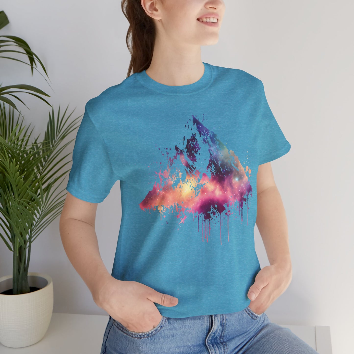 Space Mountain Watercolor Tee — Colorful Drip Peak Graphic T-Shirt