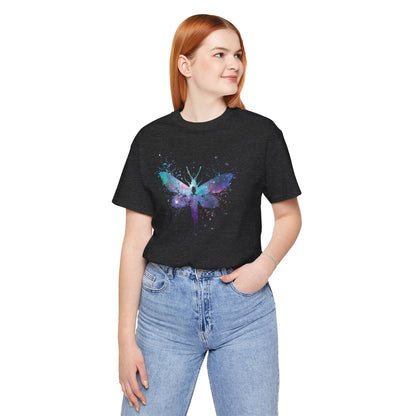 Galaxy Moth Graphic Tee - Watercolor Splatter Butterfly T-Shirt