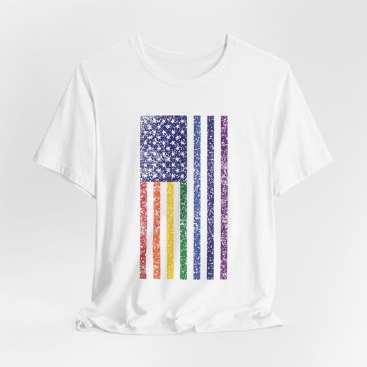 LGBTQ+ Distressed American Flag T-Shirt