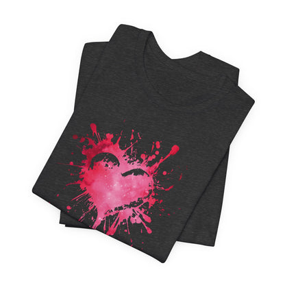Heart Paint Splash T‑Shirt — Watercolor Pink Heart Graphic Tee