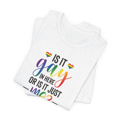 Gay Pride T-Shirt - "Is It Gay In Here Or Is It Just Me?" Rainbow Tee