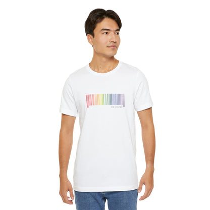Rainbow Barcode T-Shirt — Minimal Pride Graphic Tee