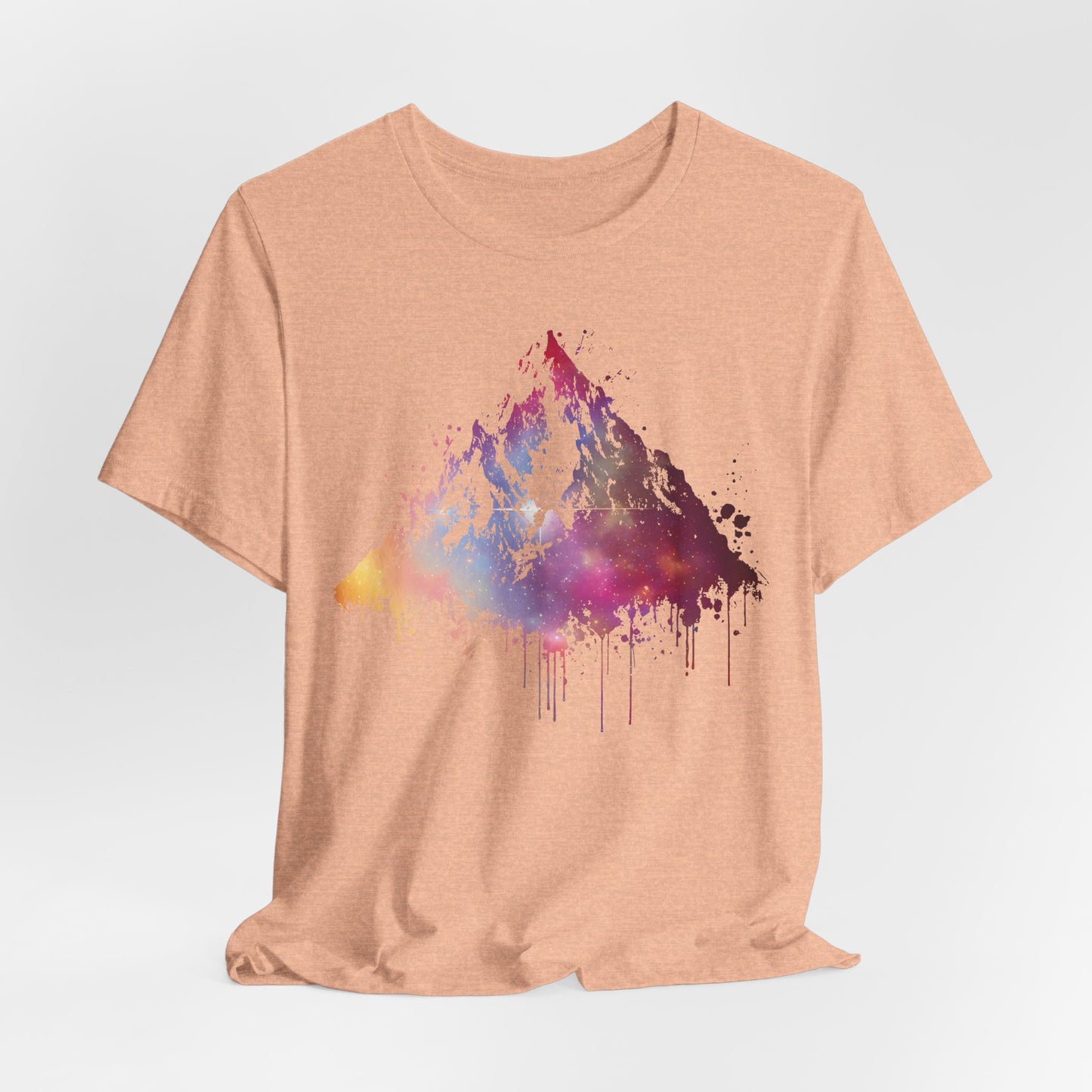 Space Mountain Watercolor Tee — Colorful Drip Peak Graphic T-Shirt