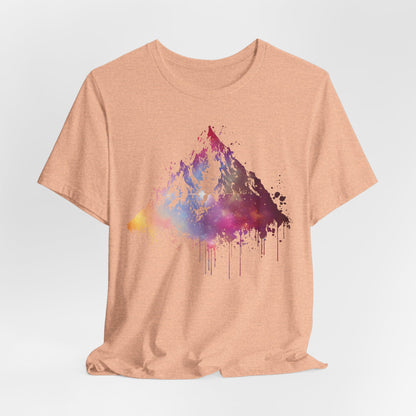 Space Mountain Watercolor Tee — Colorful Drip Peak Graphic T-Shirt