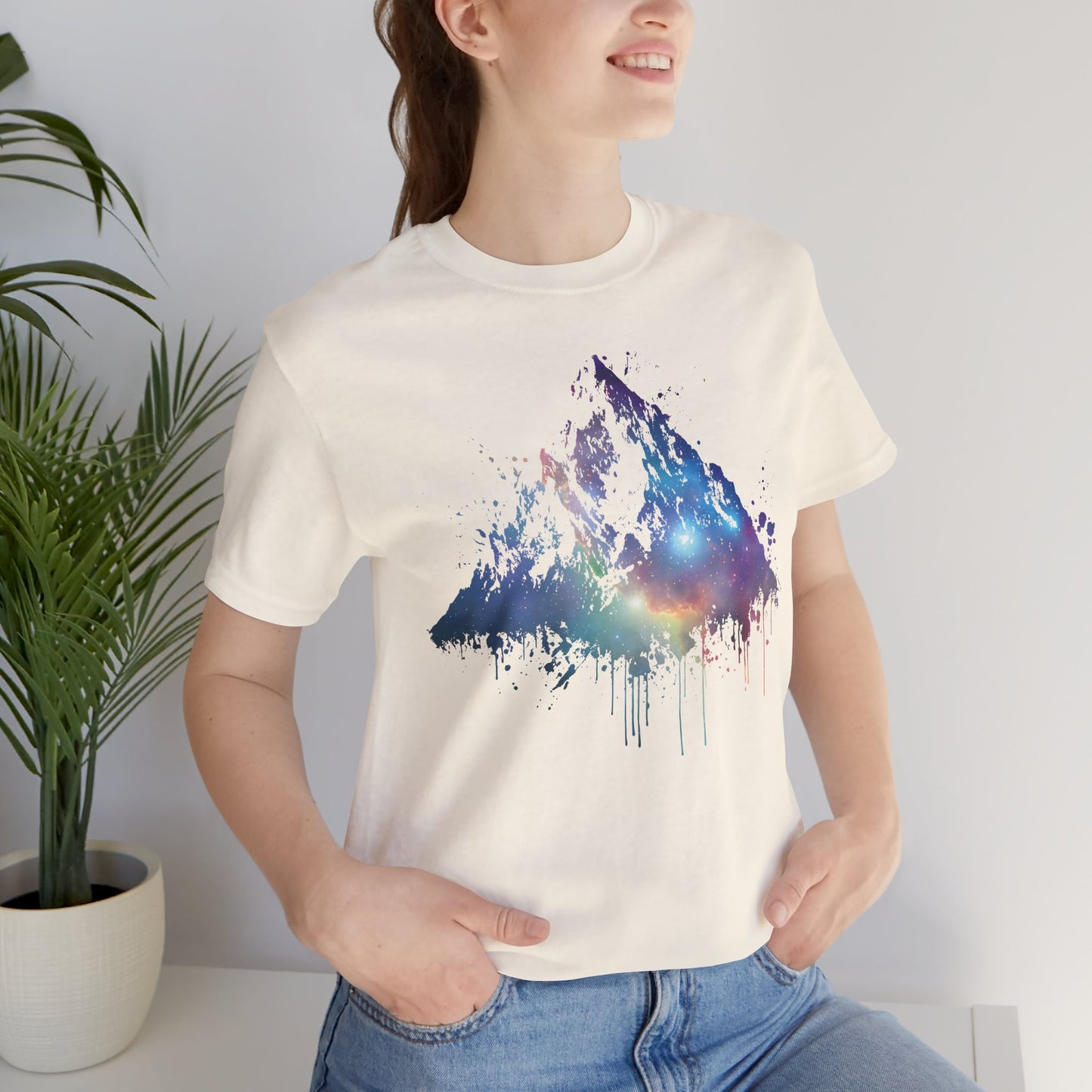Space Mountain Watercolor Tee — Colorful Drip Peak Graphic T-Shirt