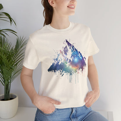 Space Mountain Watercolor Tee — Colorful Drip Peak Graphic T-Shirt