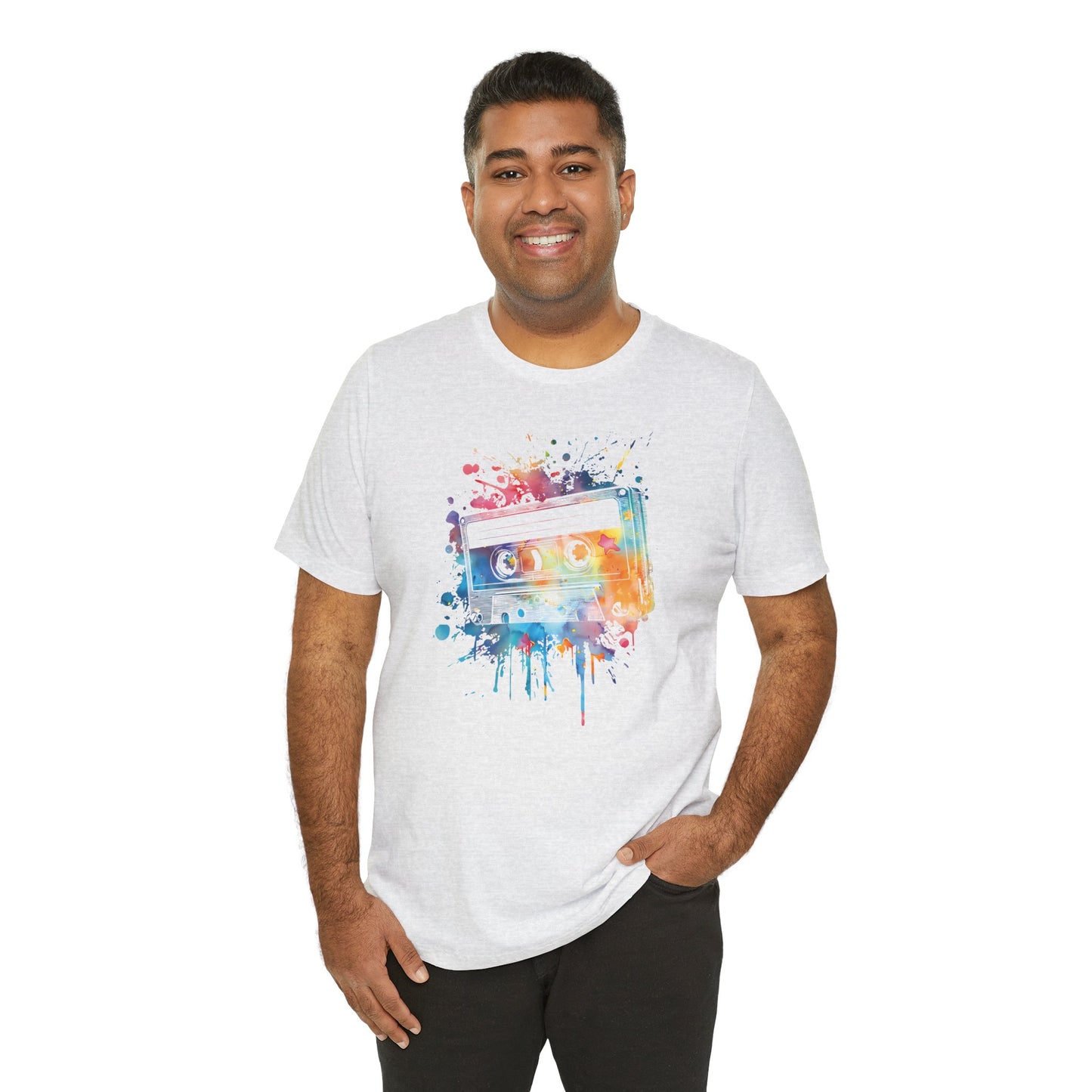 Retro Watercolor Cassette Tape T-Shirt — Vintage Music Tee