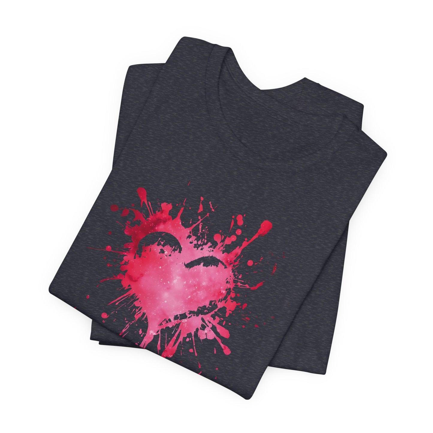 Heart Paint Splash T‑Shirt — Watercolor Pink Heart Graphic Tee