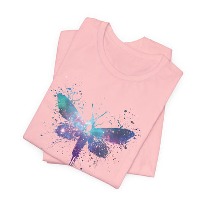 Galaxy Moth Graphic Tee - Watercolor Splatter Butterfly T-Shirt