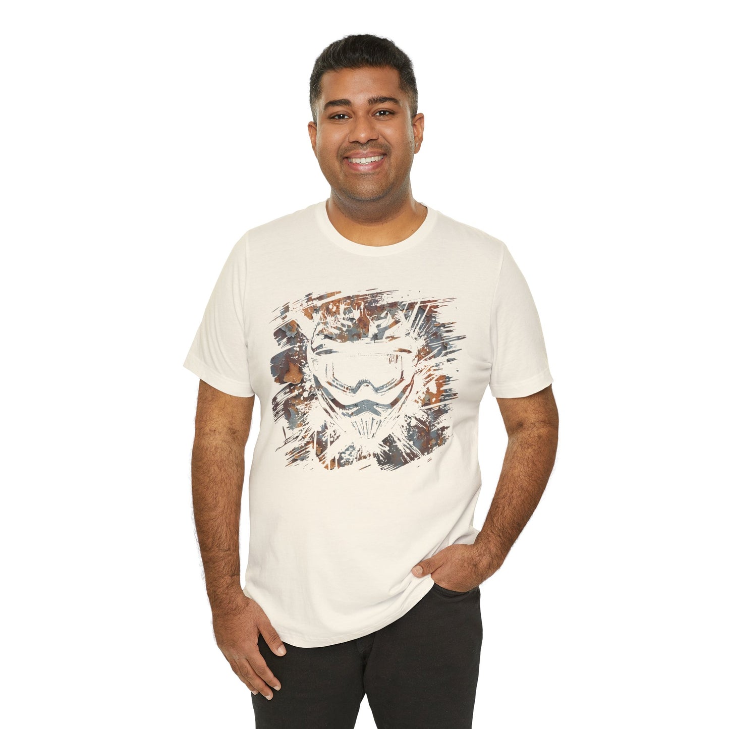 Motorcross Helmet T-Shirt — Distressed Brushstroke Animal Graphic Tee