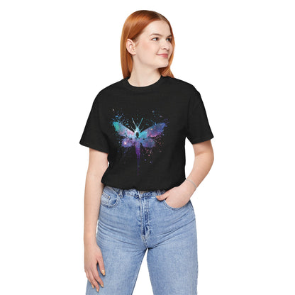 Galaxy Moth Graphic Tee - Watercolor Splatter Butterfly T-Shirt