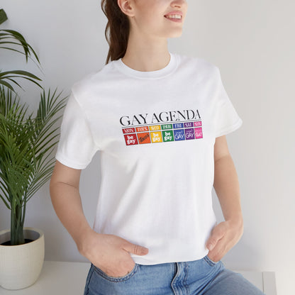 Gay Agenda Rainbow Graphic Tee — LGBTQ+ Pride Short Sleeve Shirt