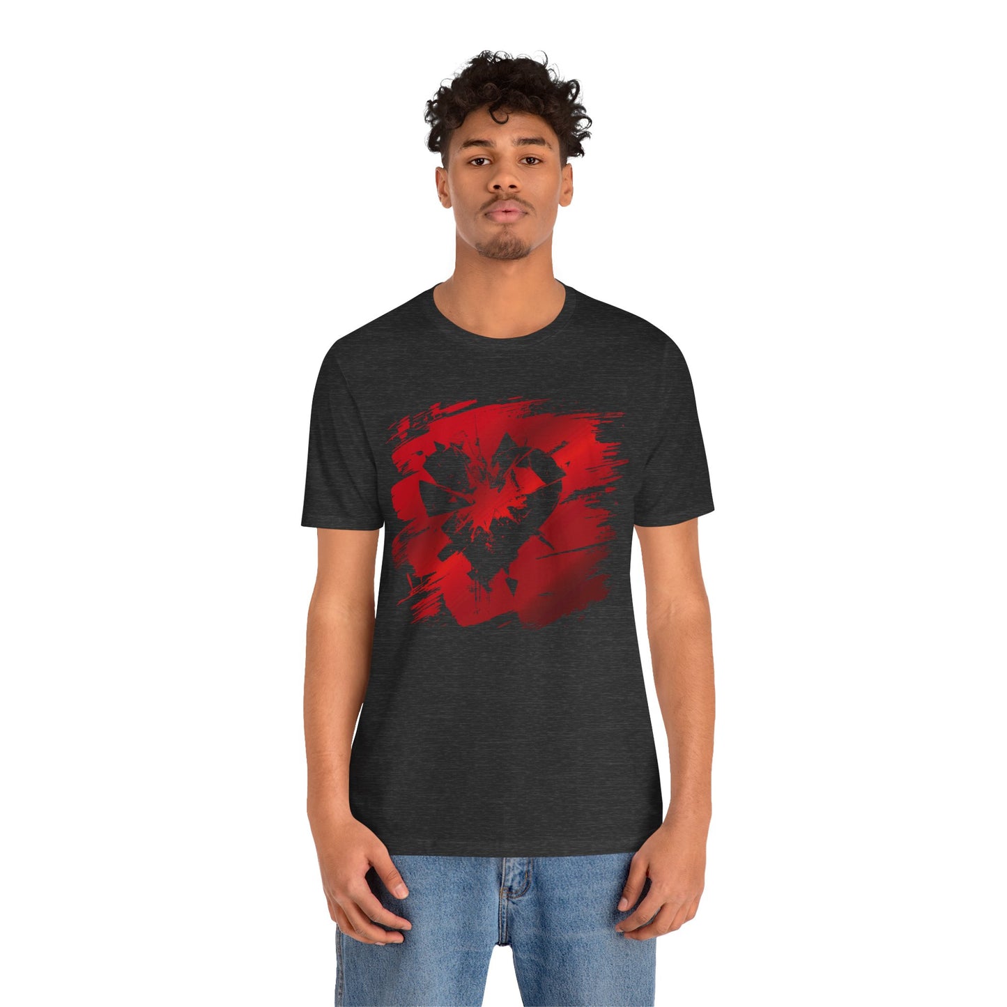 Broken Heart Brushstroke Tee — Distressed Red Heart Graphic Shirt