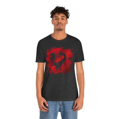 Broken Heart Brushstroke Tee — Distressed Red Heart Graphic Shirt