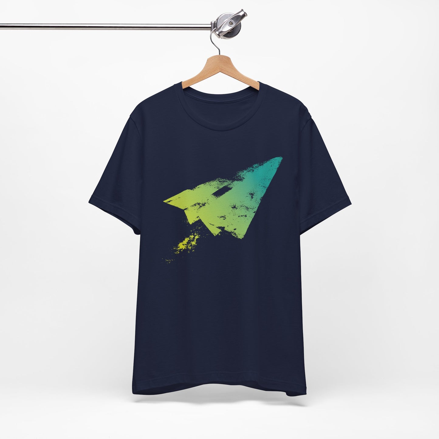 Paper Airplane Graphic Tee — Green Gradient Flight T‑Shirt