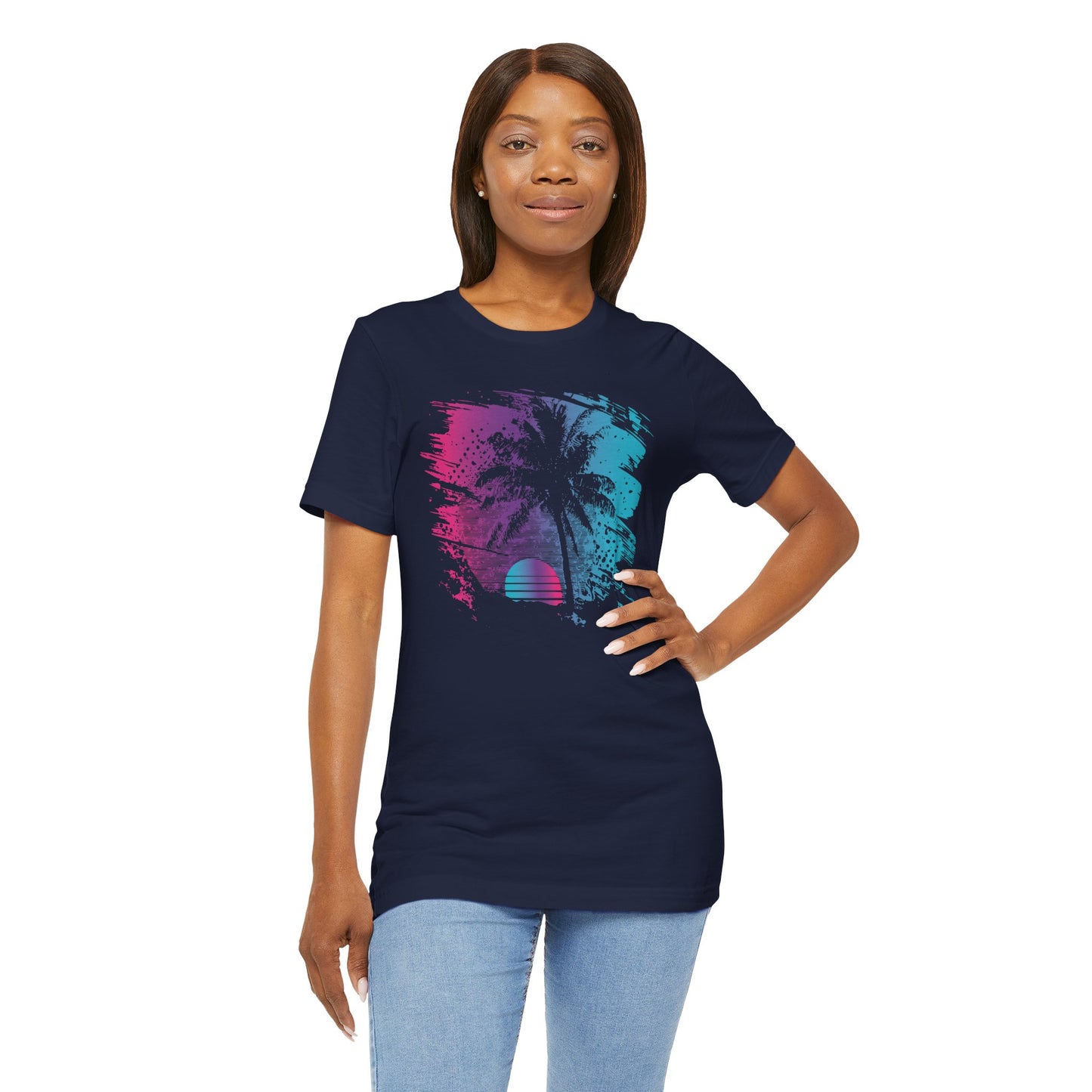 Retro Palm Sunset Tee — Vintage Beach Palm Tree T-Shirt
