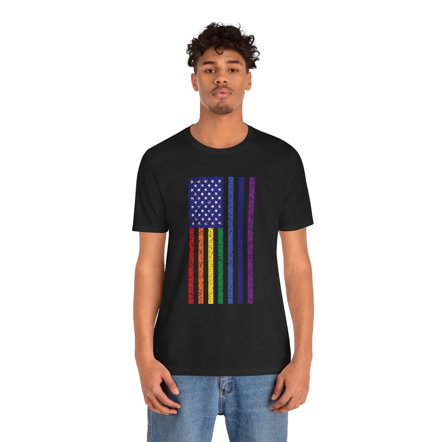 LGBTQ+ Distressed American Flag T-Shirt