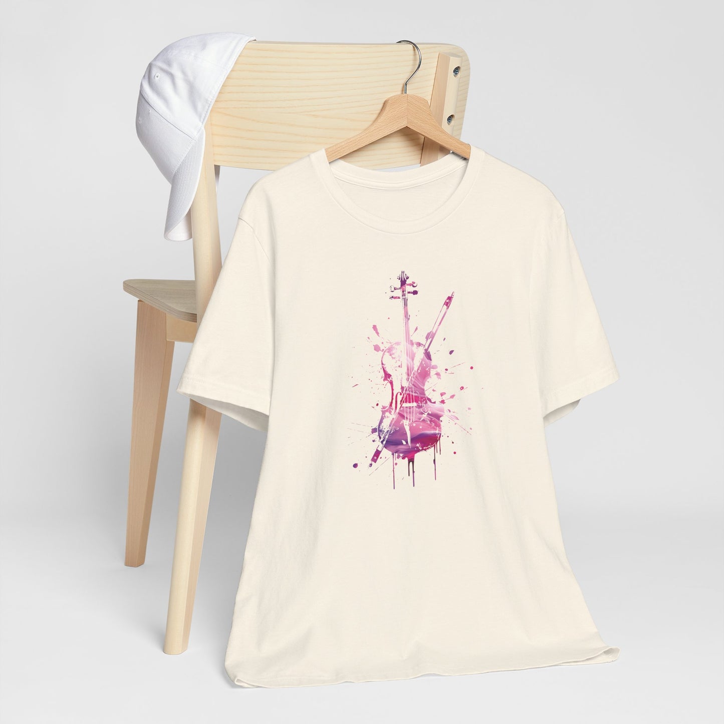T-Shirt — Pink Watercolor Violin/Cello Graphic Tee