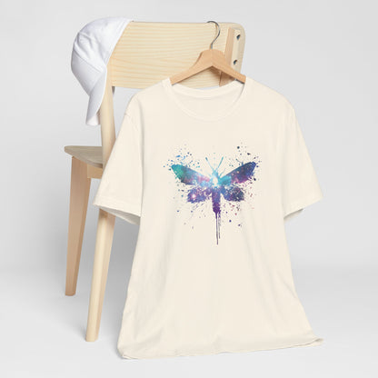 Galaxy Moth Graphic Tee - Watercolor Splatter Butterfly T-Shirt