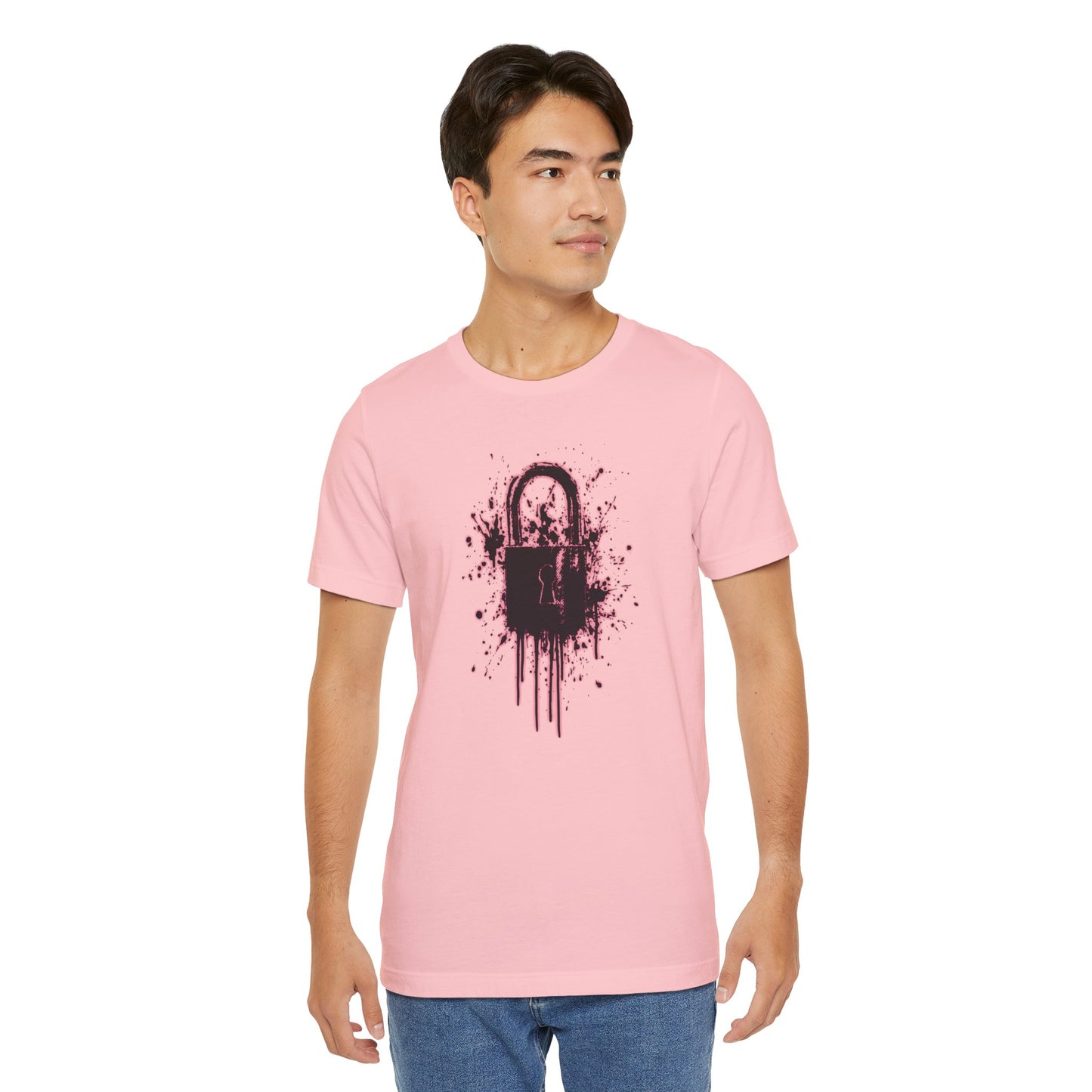 Locked Up Graphic Tee — Dark Splatter Lock Design