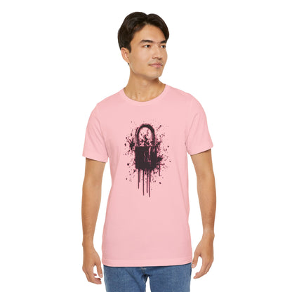 Locked Up Graphic Tee — Dark Splatter Lock Design