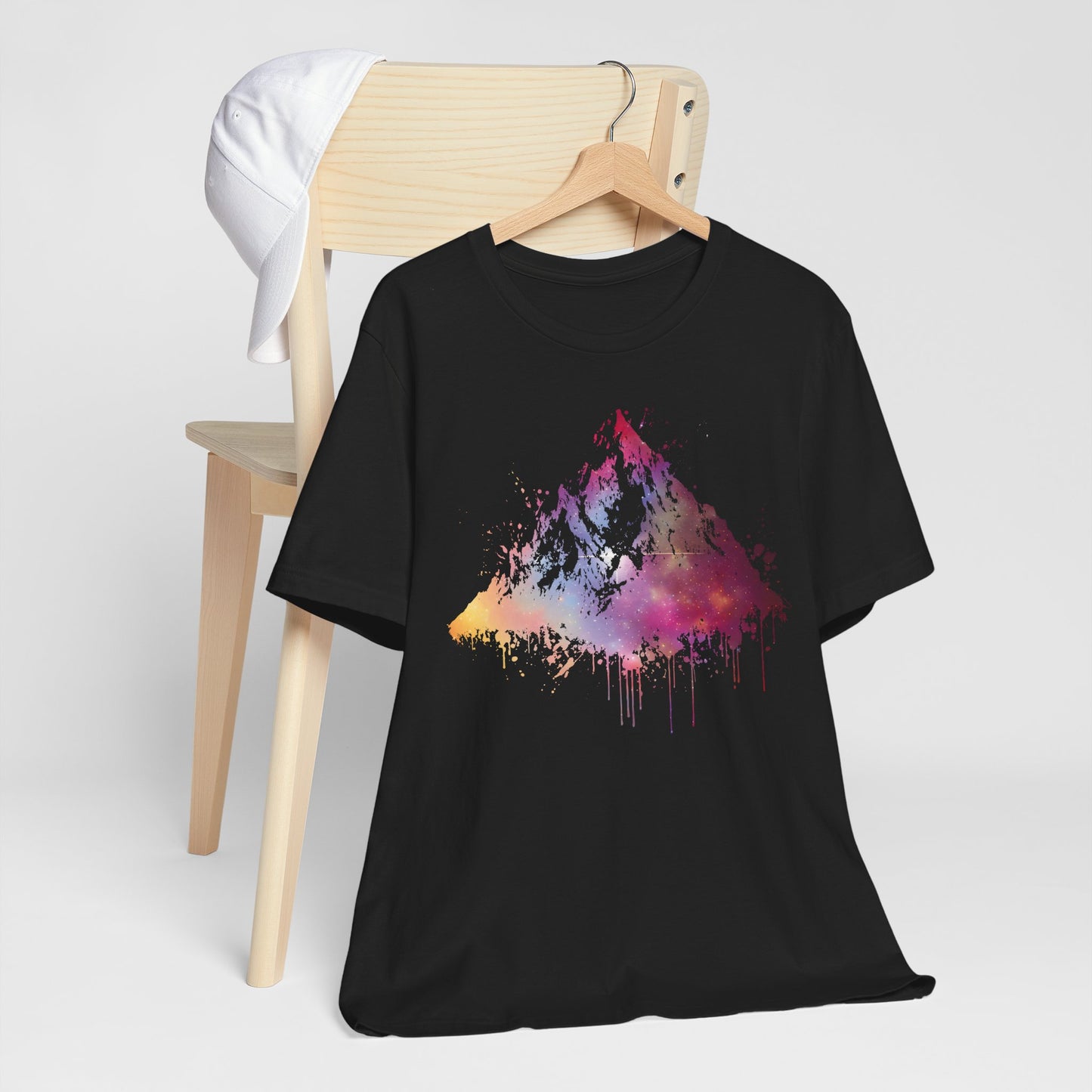Space Mountain Watercolor Tee — Colorful Drip Peak Graphic T-Shirt