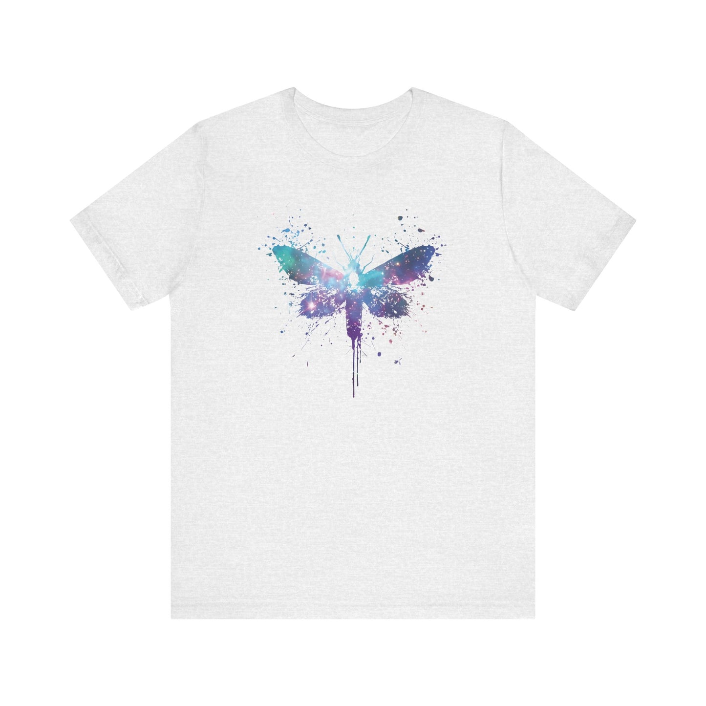 Galaxy Moth Graphic Tee - Watercolor Splatter Butterfly T-Shirt