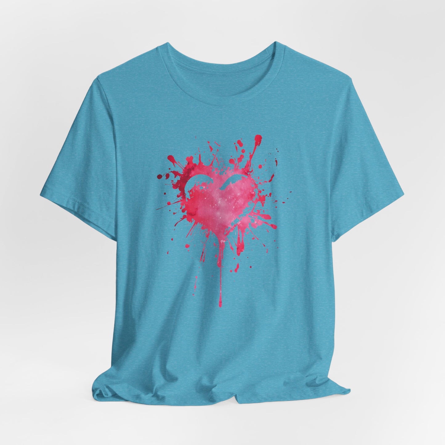 Heart Paint Splash T‑Shirt — Watercolor Pink Heart Graphic Tee