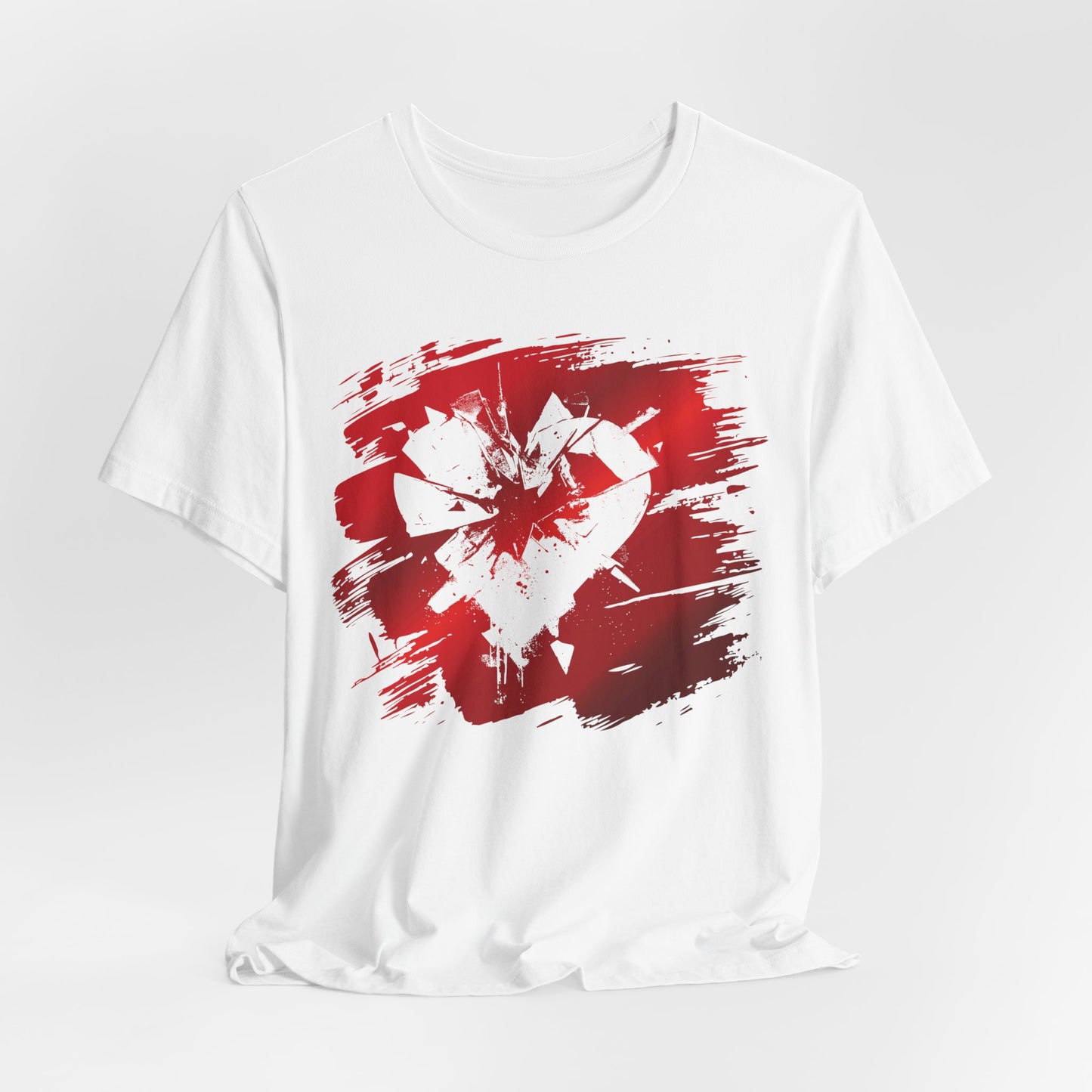 Broken Heart Brushstroke Tee — Distressed Red Heart Graphic Shirt