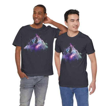 Space Mountain Watercolor Tee — Colorful Drip Peak Graphic T-Shirt