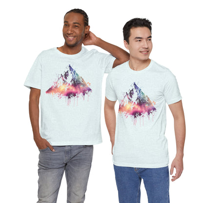 Space Mountain Watercolor Tee — Colorful Drip Peak Graphic T-Shirt