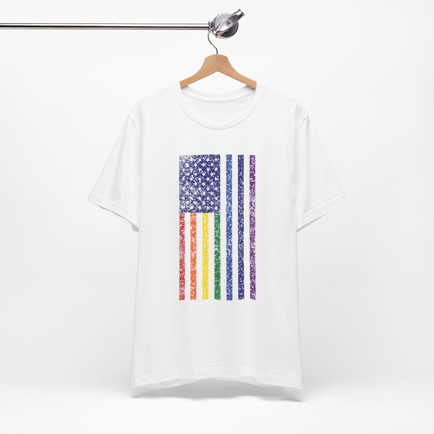 LGBTQ+ Distressed American Flag T-Shirt