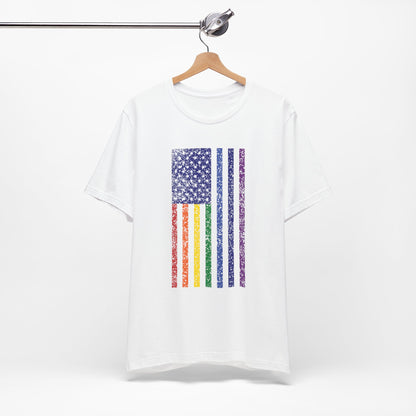 LGBTQ+ Distressed American Flag T-Shirt