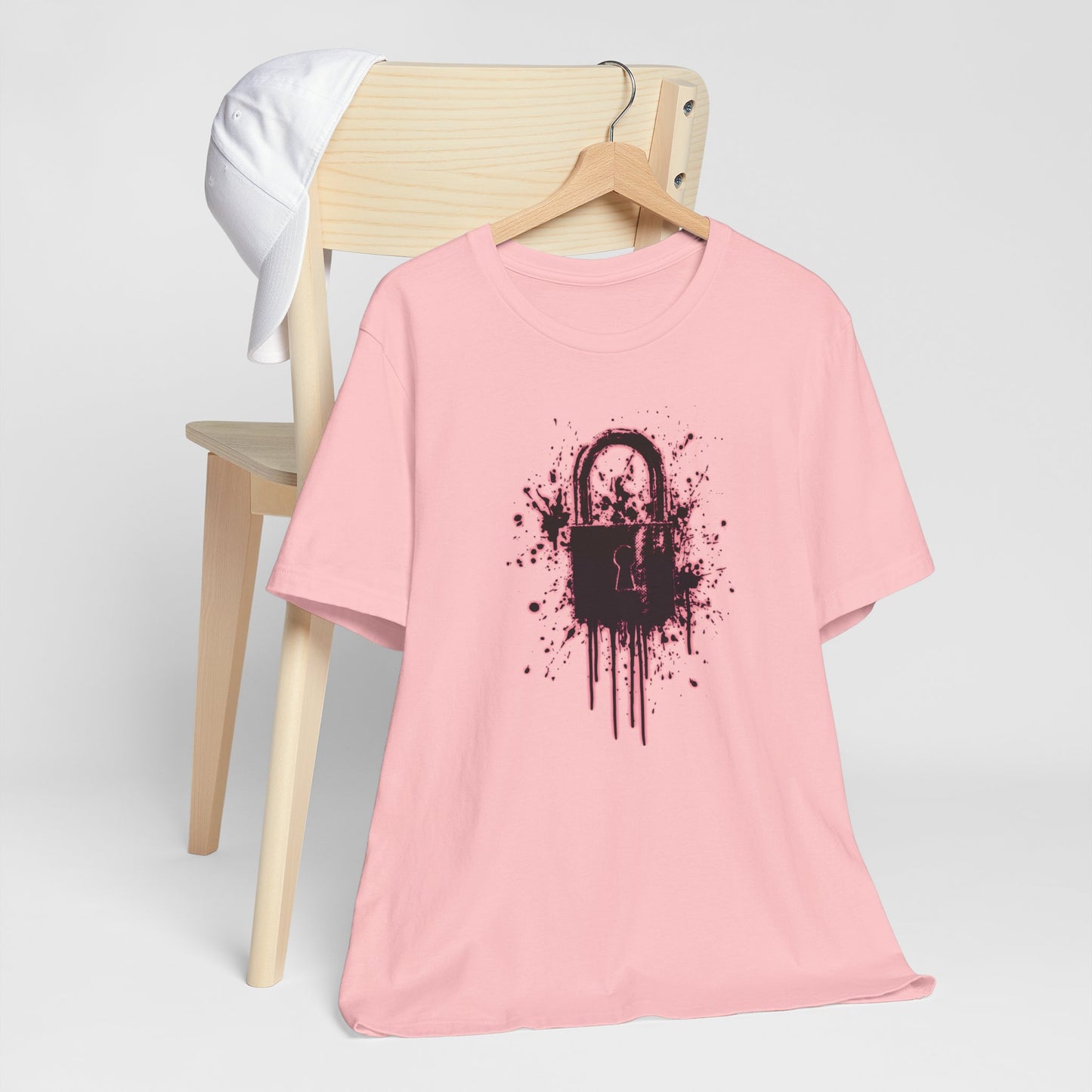 Locked Up Graphic Tee — Dark Splatter Lock Design