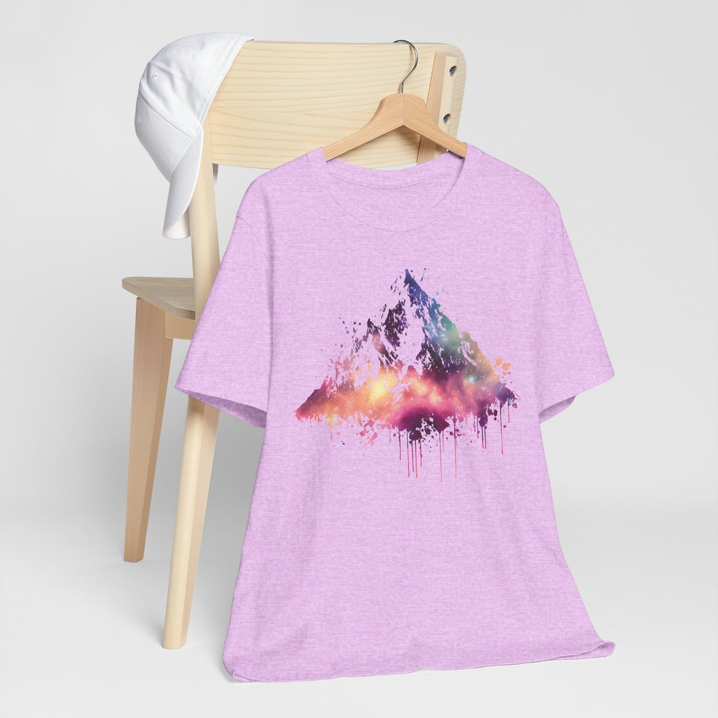 Space Mountain Watercolor Tee — Colorful Drip Peak Graphic T-Shirt