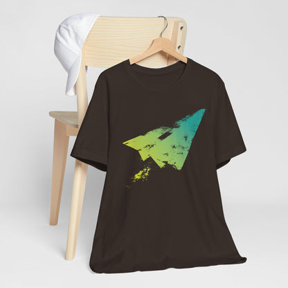 Paper Airplane Graphic Tee — Green Gradient Flight T‑Shirt