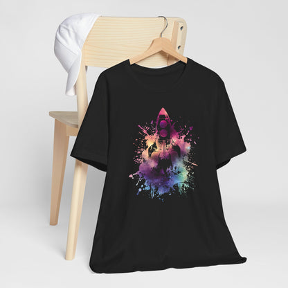 Rocket Ship T-Shirt — Colorful Space Launch Graphic Tee
