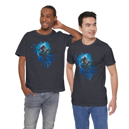 Watercolor Skateboarder T-Shirt — Blue Splash Graphic Tee
