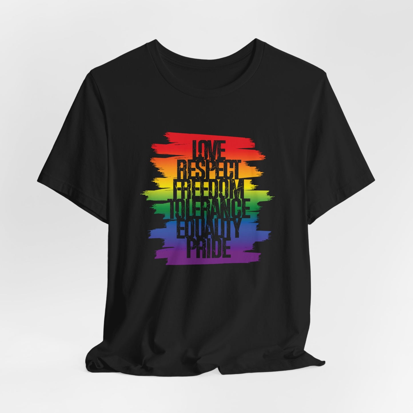 Pride Rainbow Values T‑Shirt — Love Respect Freedom Tolerance Equality Pride Tee