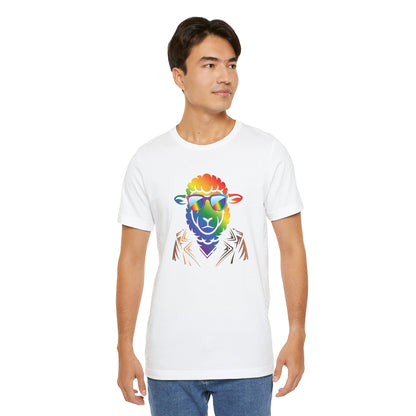 Cool Rainbow Sheep T-Shirt — Retro Sunglasses Lamb Graphic Tee