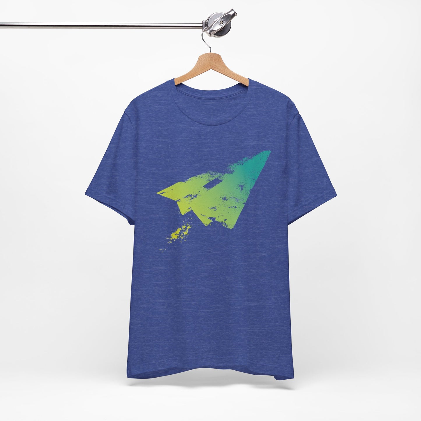 Paper Airplane Graphic Tee — Green Gradient Flight T‑Shirt