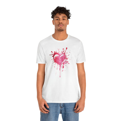 Heart Paint Splash T‑Shirt — Watercolor Pink Heart Graphic Tee