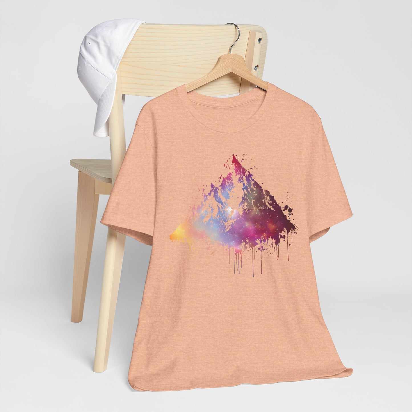 Space Mountain Watercolor Tee — Colorful Drip Peak Graphic T-Shirt
