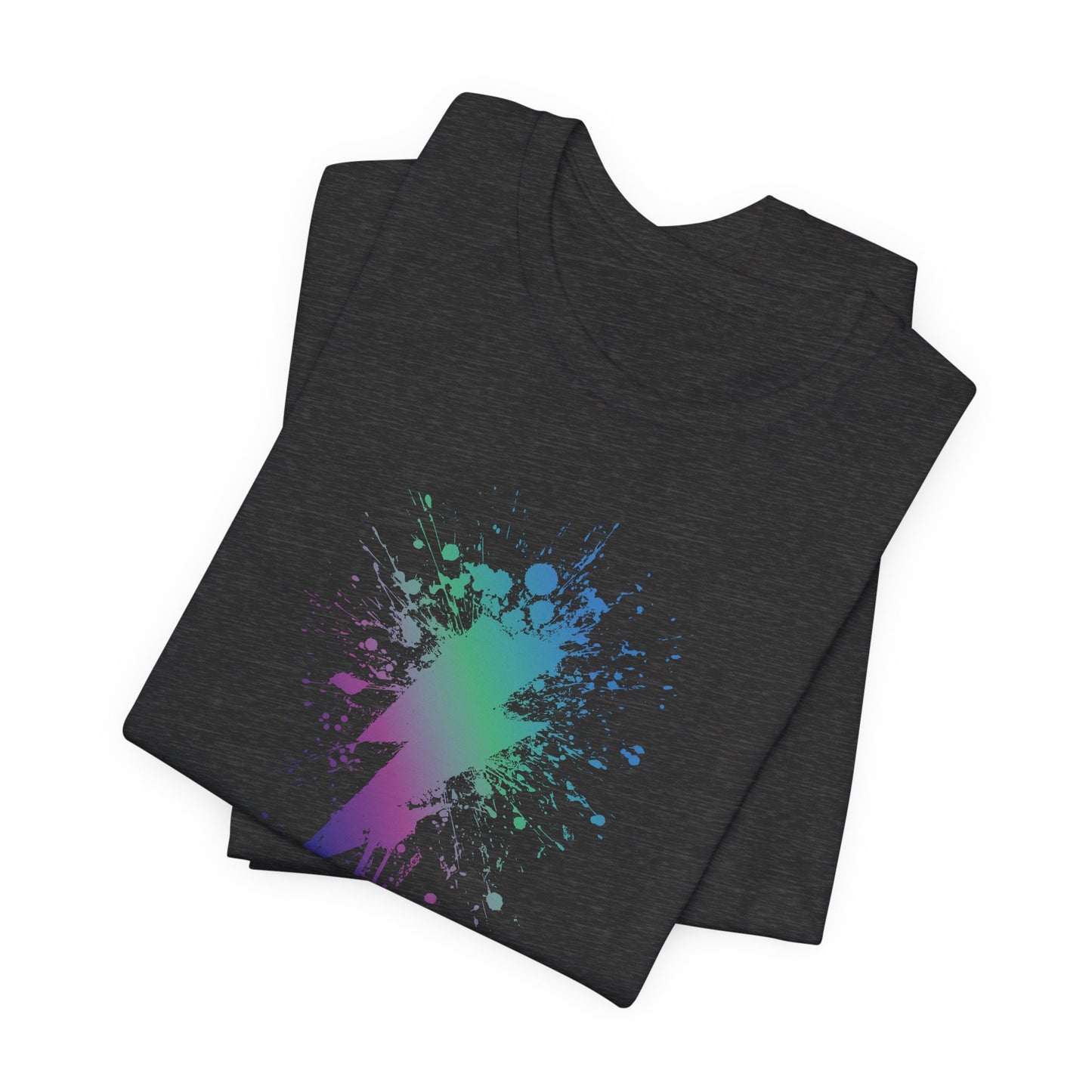 Lightning Bolt Paint-Splash T-Shirt — Colorful Graffiti Graphic Tee
