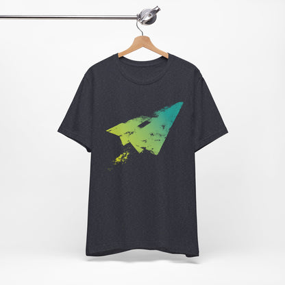 Paper Airplane Graphic Tee — Green Gradient Flight T‑Shirt
